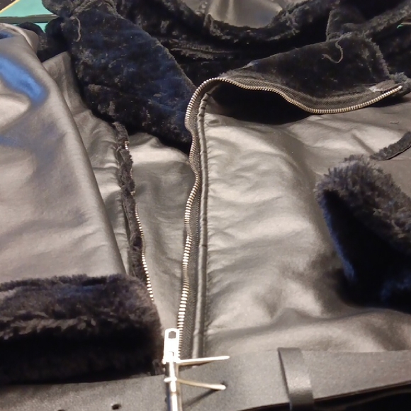 Flux Fur Coat Other - Men's Black Faux Leather Jacket